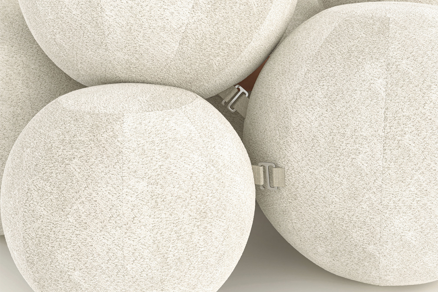 RDD Italia exhibition of white comfortable poufs in New York