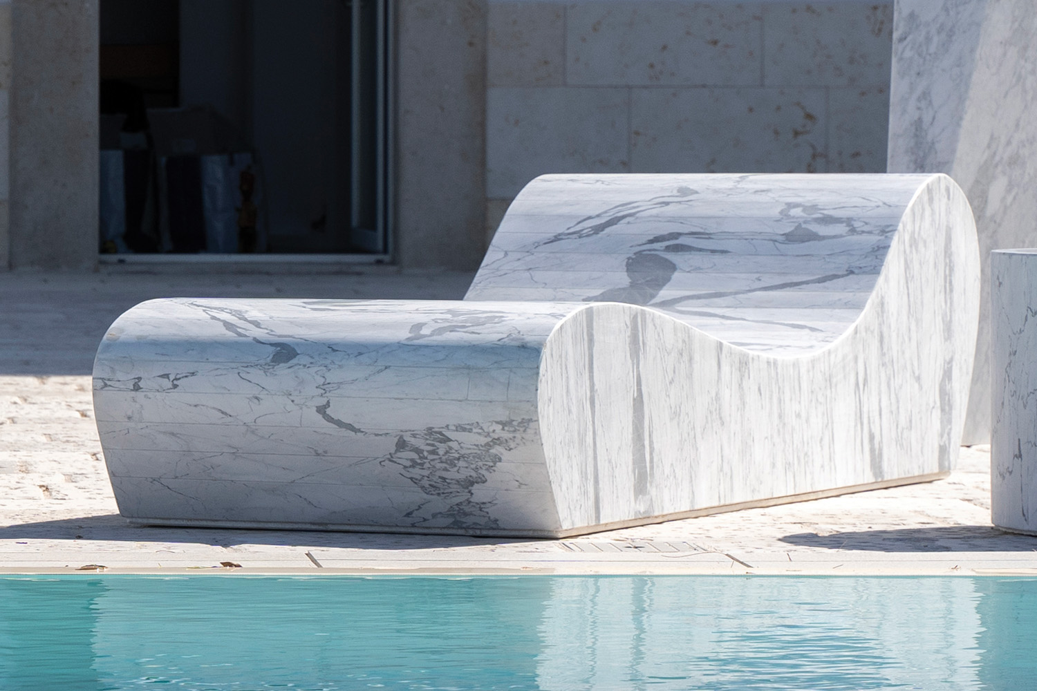 Dimarmo exhibition of marble chaise longue in New York