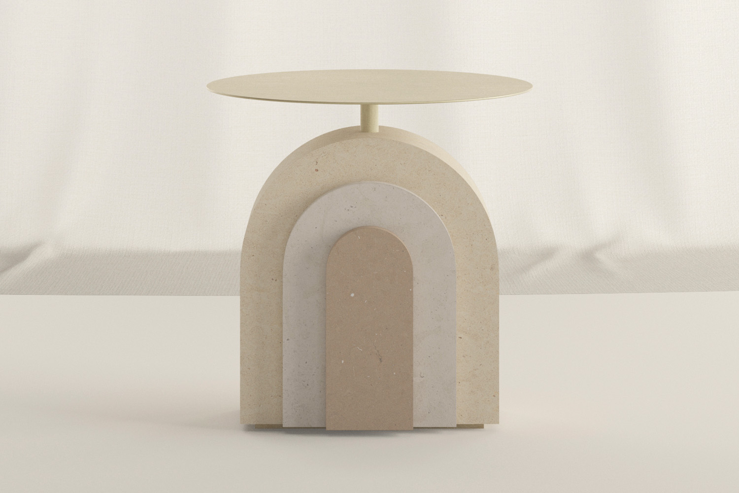 Pimar exhibition of natural limestone table in New York